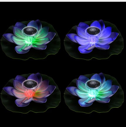 Floating water solar lantern LED lotus wishing lamp colorful floating water lamp pool decorative lamp