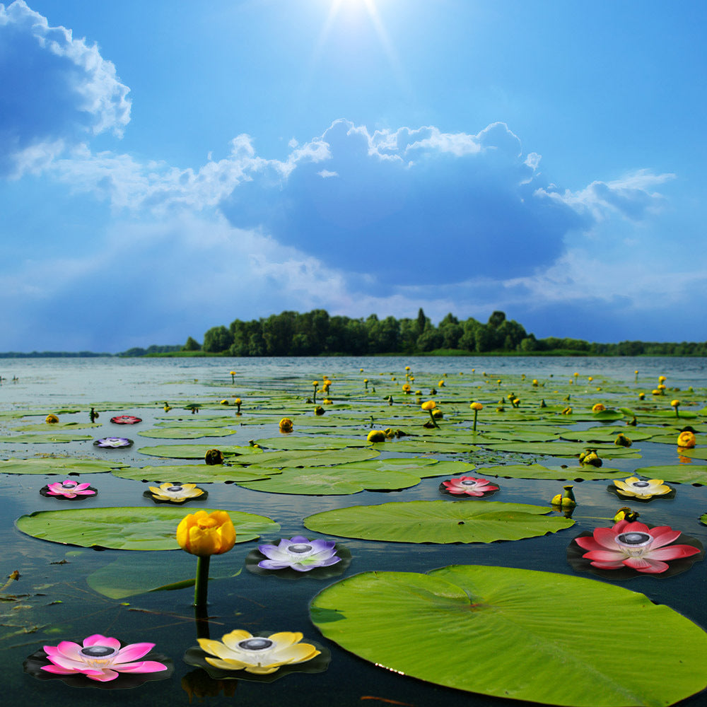 Floating water solar lantern LED lotus wishing lamp colorful floating water lamp pool decorative lamp